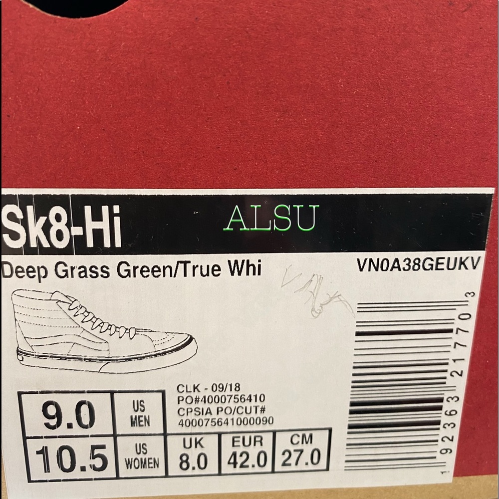 VANS SK8-HI Suede Deep Grass Green Men’s Sneakers - Picture 10 of 10
